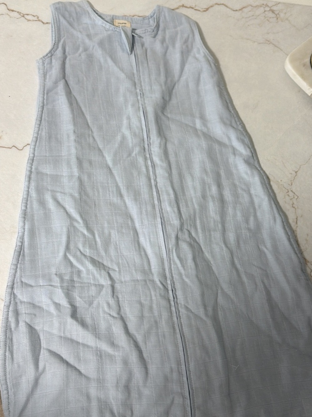 Light Blue Sleeveless Zip-Front Sleep Sack Mushie